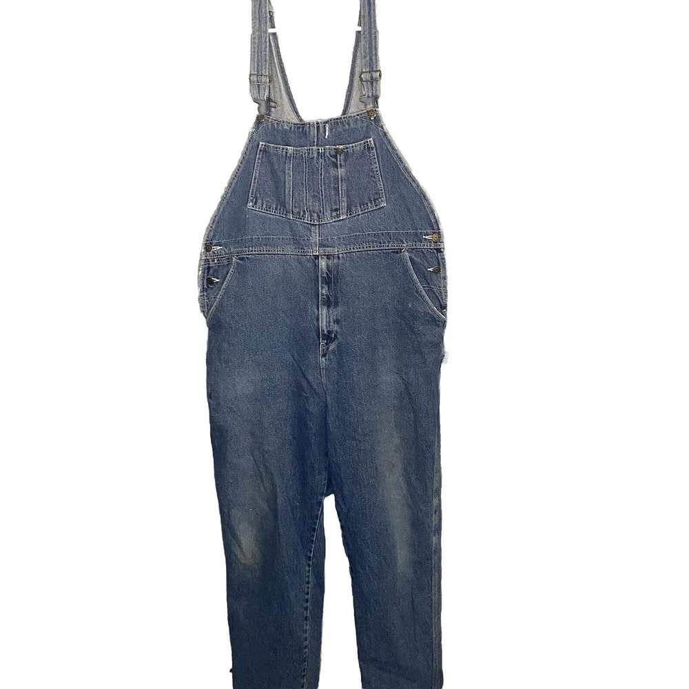 90s‎ Vintage Guide Gear Denim Coveralls Overalls Outerwear VTG 2XL Distressed